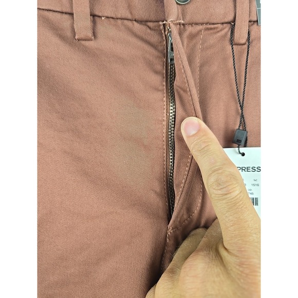 EXPRESS Skinny Hyper Stretch Chino Pants 32x30 Solid Khaki Casual NWT - Picture 6 of 9